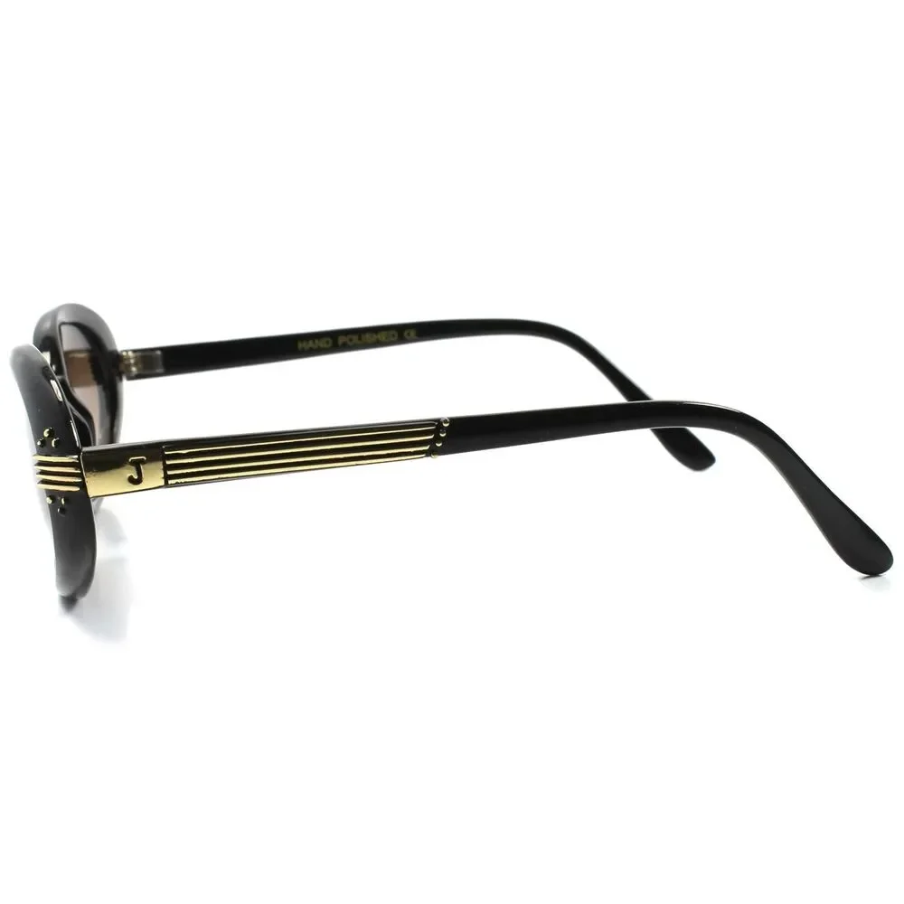 Vintage Inspired 60s 70s Party Costume Black & Gold Womens Cat Eye Sunglasses